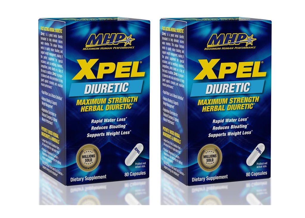 MHP Xpel Maximum Strength Diuretic Capsules, 80 Cuenta (Pack of 2) (Packaging May Vary)