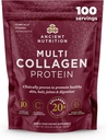 Péptidos de Collagen de Nutrición Antigua Polvo, Proteína Multi Collagen, Hombres Mujeres, Vitamina C, Probióticos, Collagen Hidrolyzed, Soporta Skin, Juntas, Salud Gut, Desflavorado, 100 Servimientos