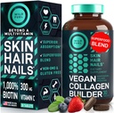 WILD FUEL Vegan Collagen Builder - Biotina, Superalimentos orgánicos, Aminoácidos Glycine, Lysine, Proline Plant-Based Collagen Booster Suplementos - 30 Organic Extract Tablets