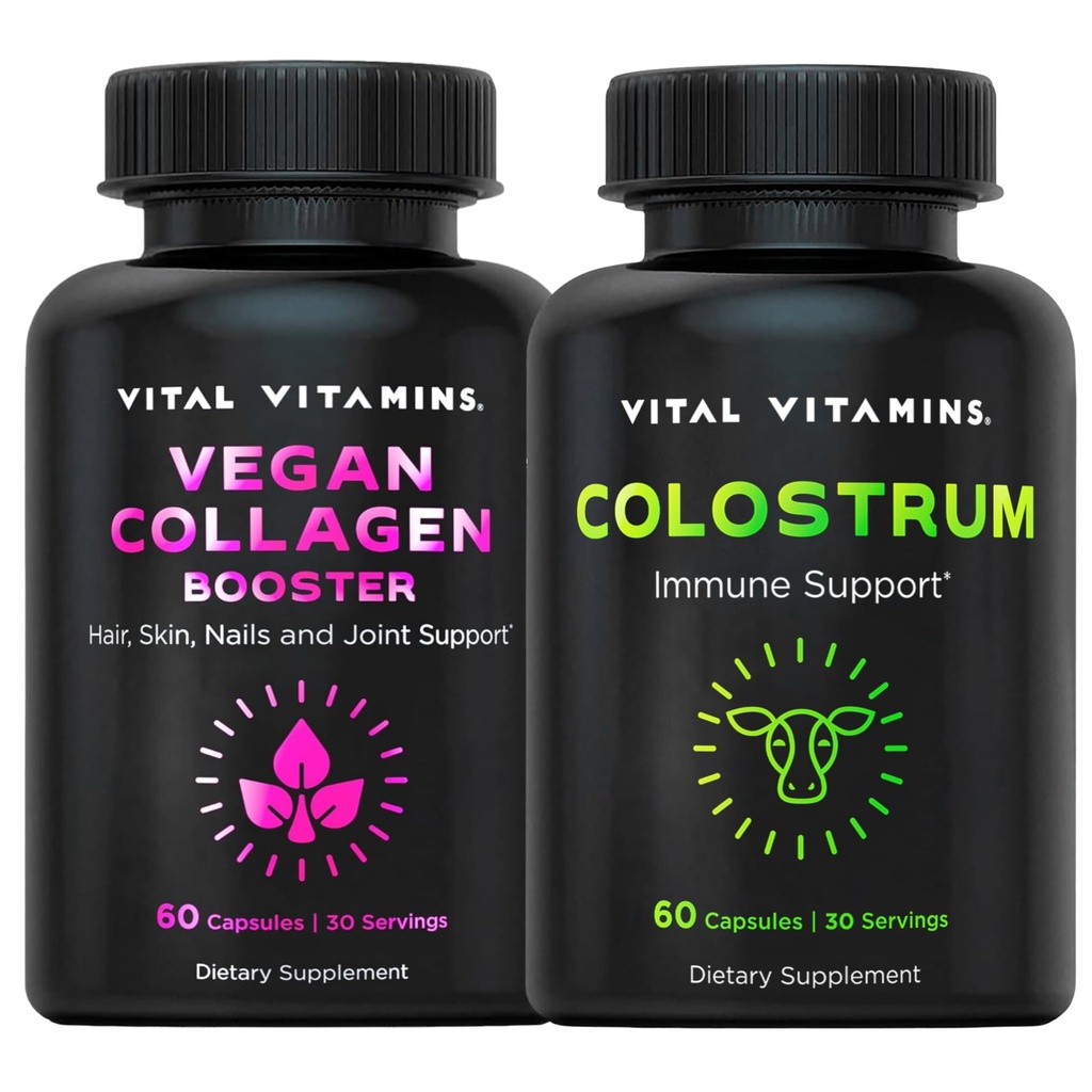 Vital Vitaminas Vegan Collagen Booster Capsules + Colostrum Capsules Suplemento
