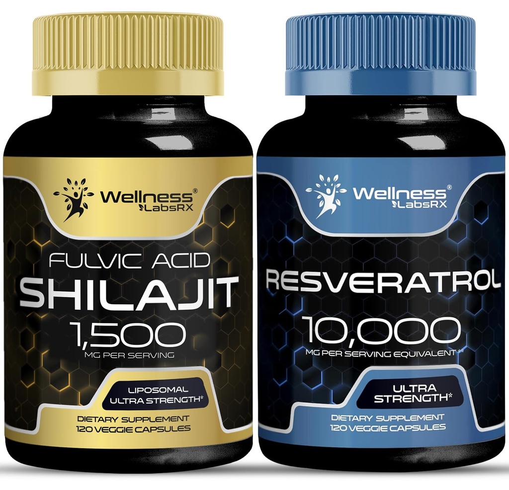 WELLNESS LABSRX Resveratrol Capsules with Shilajit Pure Himalayan Capsules | Bundle