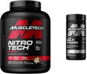 MuscleTech Nitro-Tech Ripped ← Lean Whey Protein Powder/Isolate " Platinum Multivitamin for Immune Support 18 Vitaminas " Minerales Vitaminas A C D E B6 B12 Suplementos de entrenamiento diario para hombres 90 Ct
