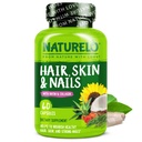 NATURELO Hair, Skin and Nails Multivitamin - 5000 mcg Biotina, Collagen, Vitamina Natural E - Suplemento para la piel sana, Crecimiento del cabello para mujeres y hombres 60 cápsulas