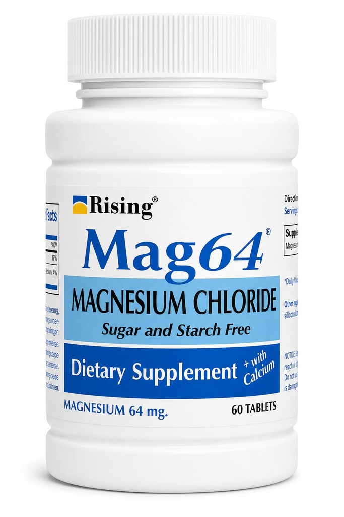 Rising Pharma - Mag64 Magnesium Chloride with Calcium Tablets - 60 Condes