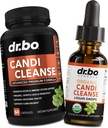 Candi Cleanse Support Suplemento Pills & Drops - Oregano orgánico gotas de aceite Líquido & Black Walnut Wormwood - Extra Strength Natural Oral Gut Cleanser Detox Health Supplements " Caprylic Acid Capsules