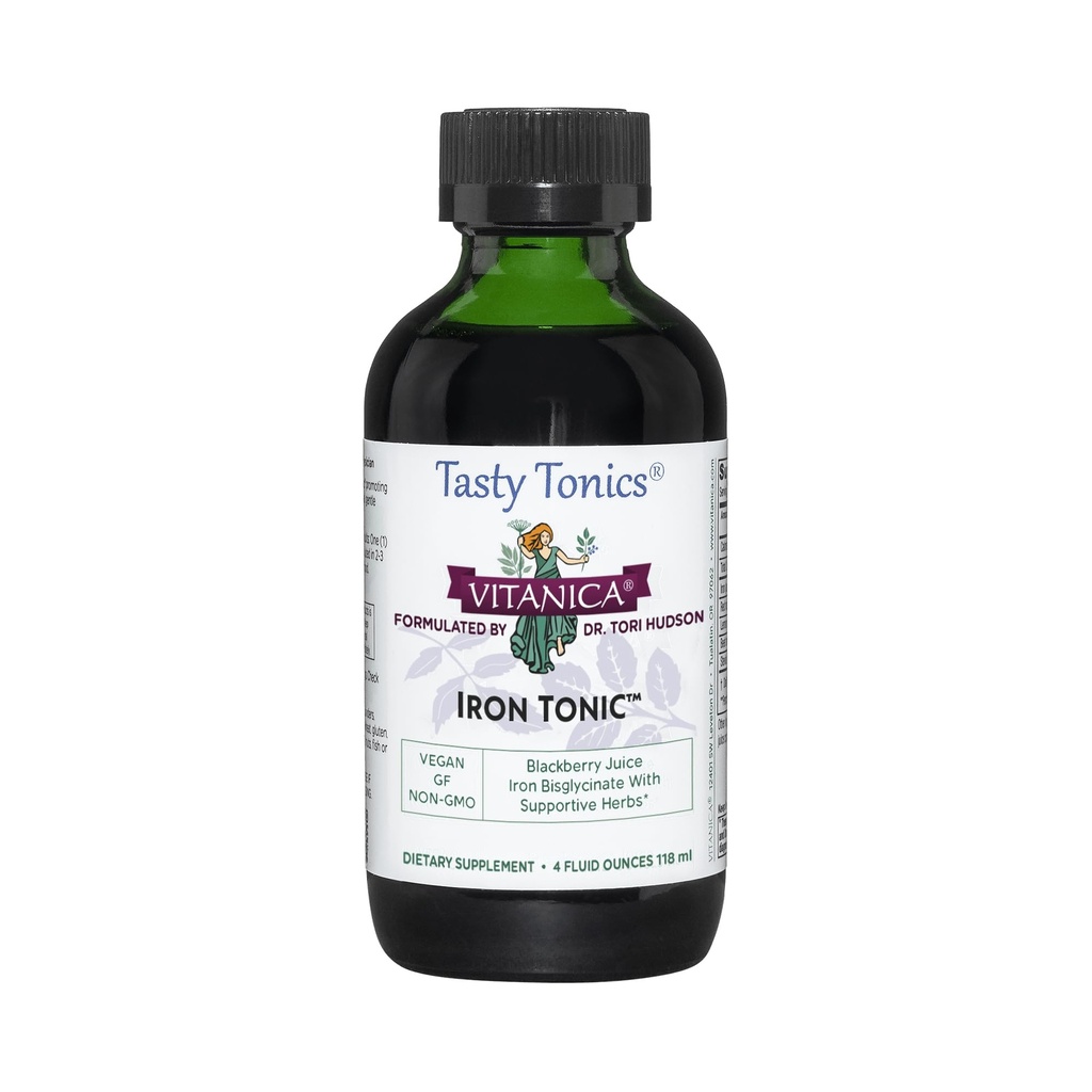 Vitanica Iron Tonic, Suplemento de Hierro Líquido, Red Blood Cell Support, Vegan, 4 Ounce