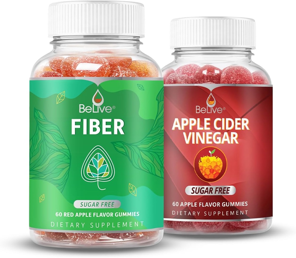 BeLive Digestion Bundle Fiber y Apple Sider Vinegar para el soporte digestivo y la salud general Gut