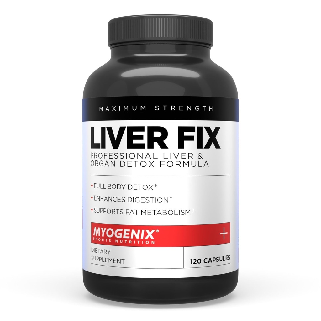 Myogenix Liver Fix – Profesional Liver & Organ Detox Fórmula – Mejora de la digestión – Apoya el metabolismo de grasa – Fácil de cambiar – Suplemento dietético (120 cápsulas)