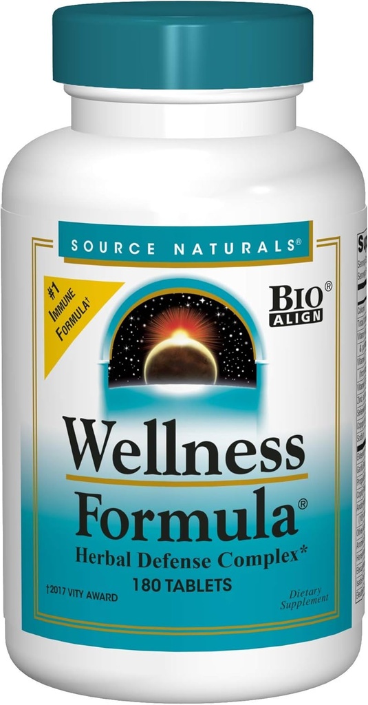 Fuente Natural Wellness Fórmula Bio-Alineados, Echinacea Vitaminas Gratuitas & Defensa Herbal - Immune System Support Suplemento & Immunity Booster - 180 Conde