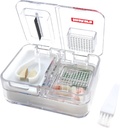 Caja de píldoras de viaje Medicina, Suplementos, organizador de píldoras de vitaminas Caja de píldoras de uso diario con trituradora de píldoras y rejilla (White)
