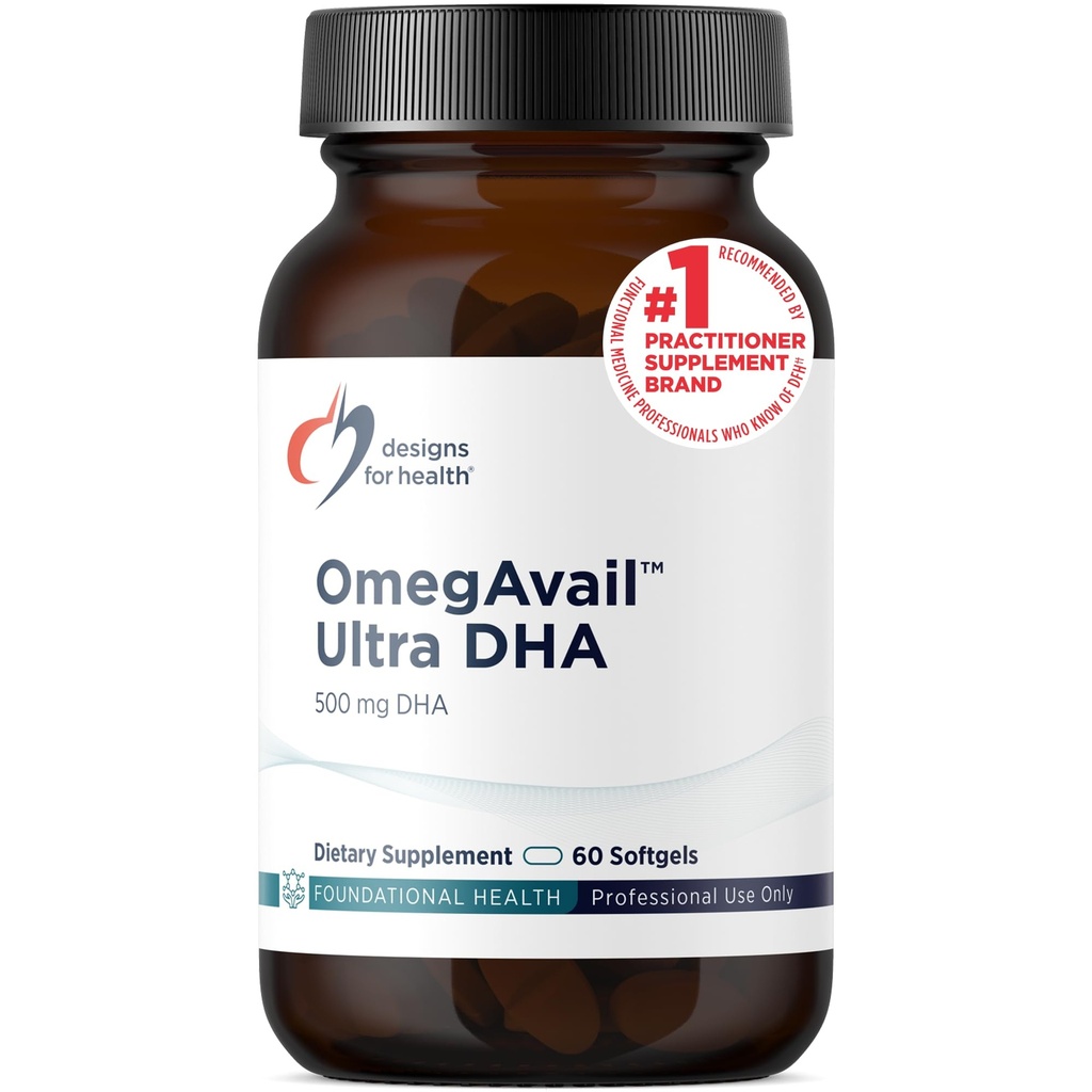 Diseños para OmegAvail Ultra DHA - Altamente concentrado DHA Triglyceride Fish Oil, TG Fish Oil con 500mg DHA + 100mg EPA - No Fishy Aftertaste (60 Softgels)
