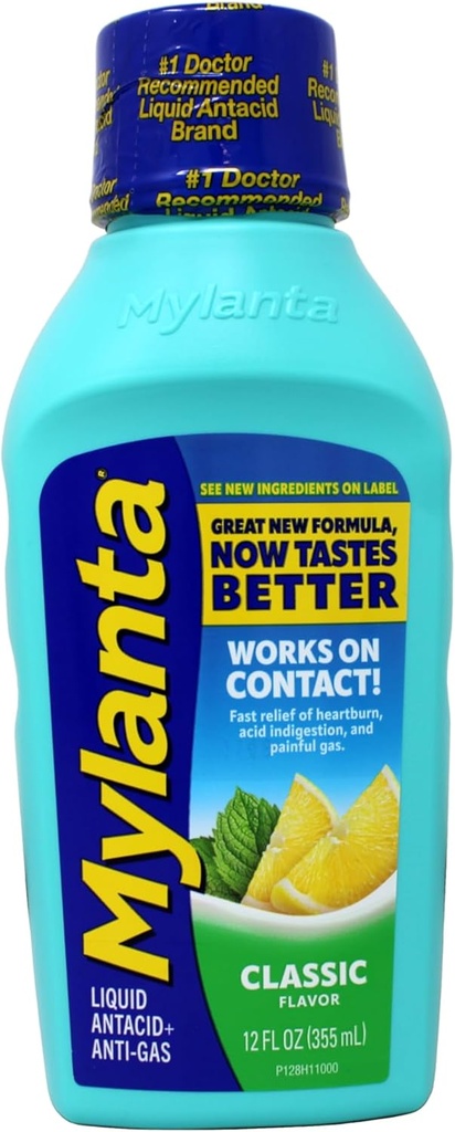 Mylanta Antacid y Gas Relief, Maximum Strength Formula, Classic Flavor, 12 Fluid Ounce