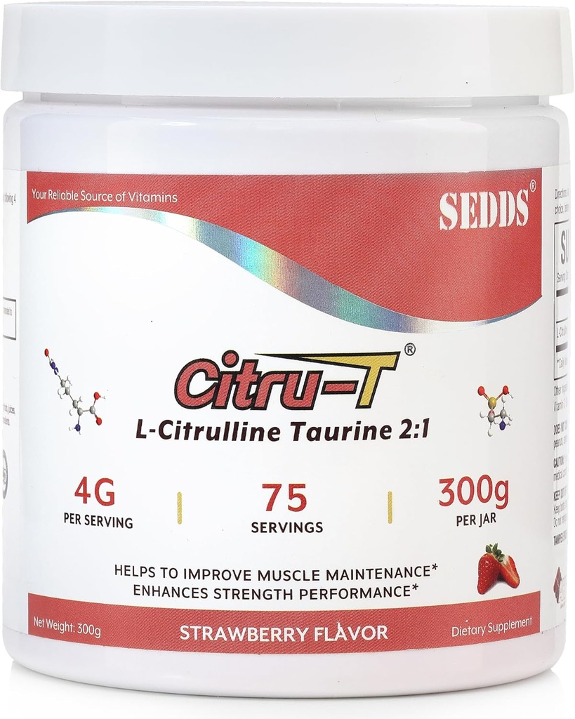 Taurina L-Citrulline de sabor a fresa 2:1, L Polvo Citrullino, Polvo de Taurina Vegan Desarrollado, Nutrición Deportiva Pre-Trabajo para Hombres y Mujeres,1 Libra de Polvo Cada Canela