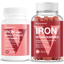Gummies de hierro vegano + Iron Bisglycinate 30MG ← Vegan Iron Suplemento Apoyo para la Energía Sanitaria y Diaria para Adultos &amp; Niños - 180 Condes