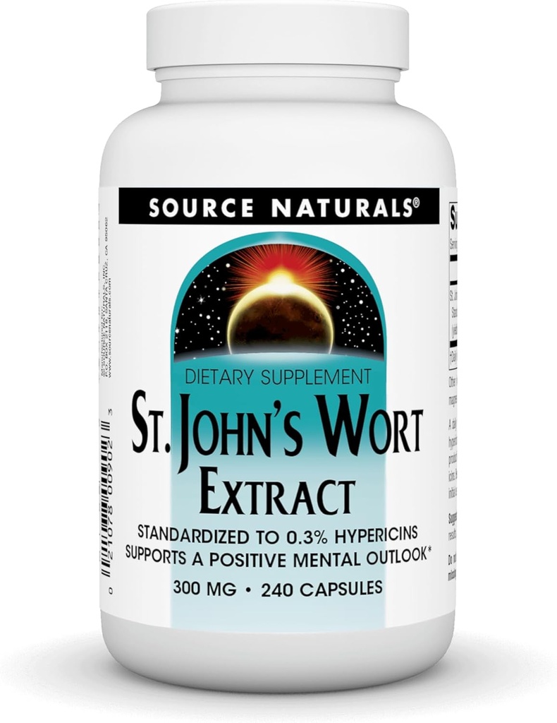 Fuente Naturales La hierba de San Juan Extracto 300 mg Admite una perspectiva mental positiva - 240 cápsulas