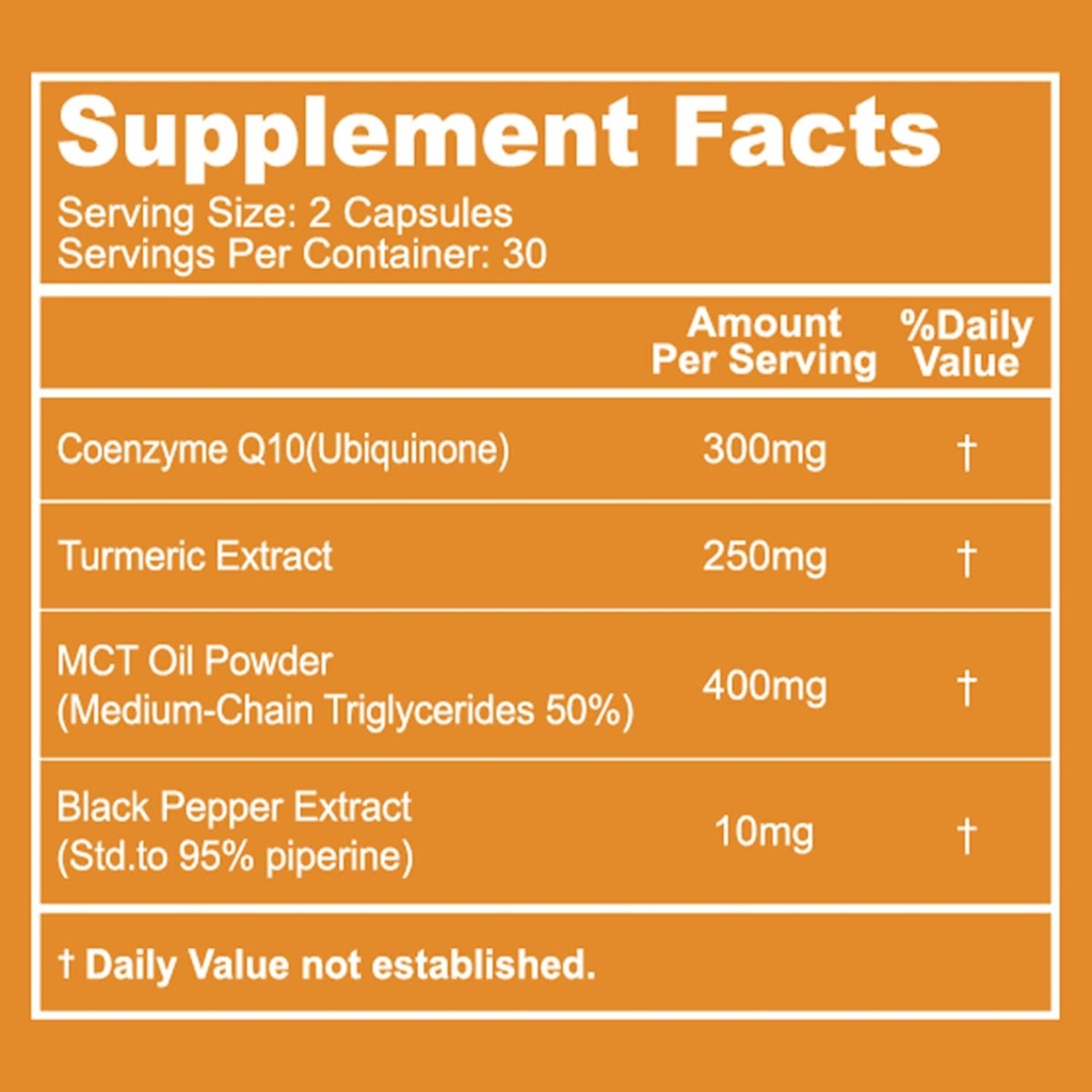 CoQ10 300mg Capsules, Vegan Supplement for Energy Production, Non-GMO, Gluten Free - 60 Veggie Capsules