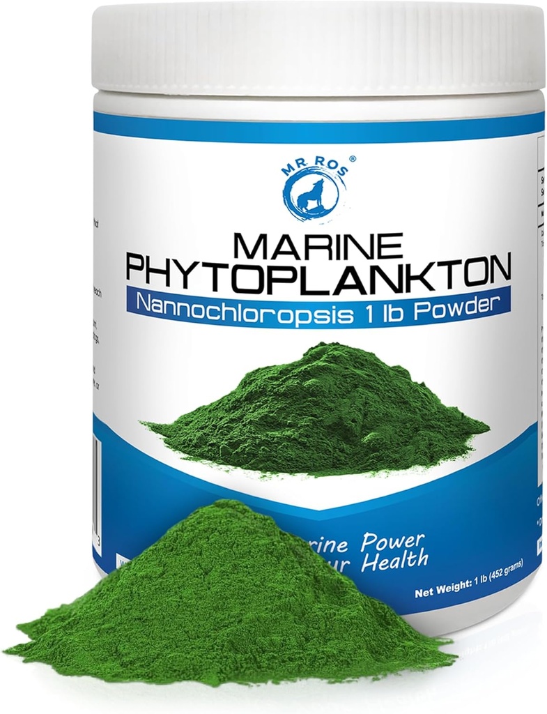 Marine Super Greens Powder for Dogs & Humans – Pure Phytoplankton, Omega-3 EPA, Antioxidantes, Proteína, Vitaminas & Minerales – Skin, Coat, Vitality & Immune Support – 1 lb Bulk