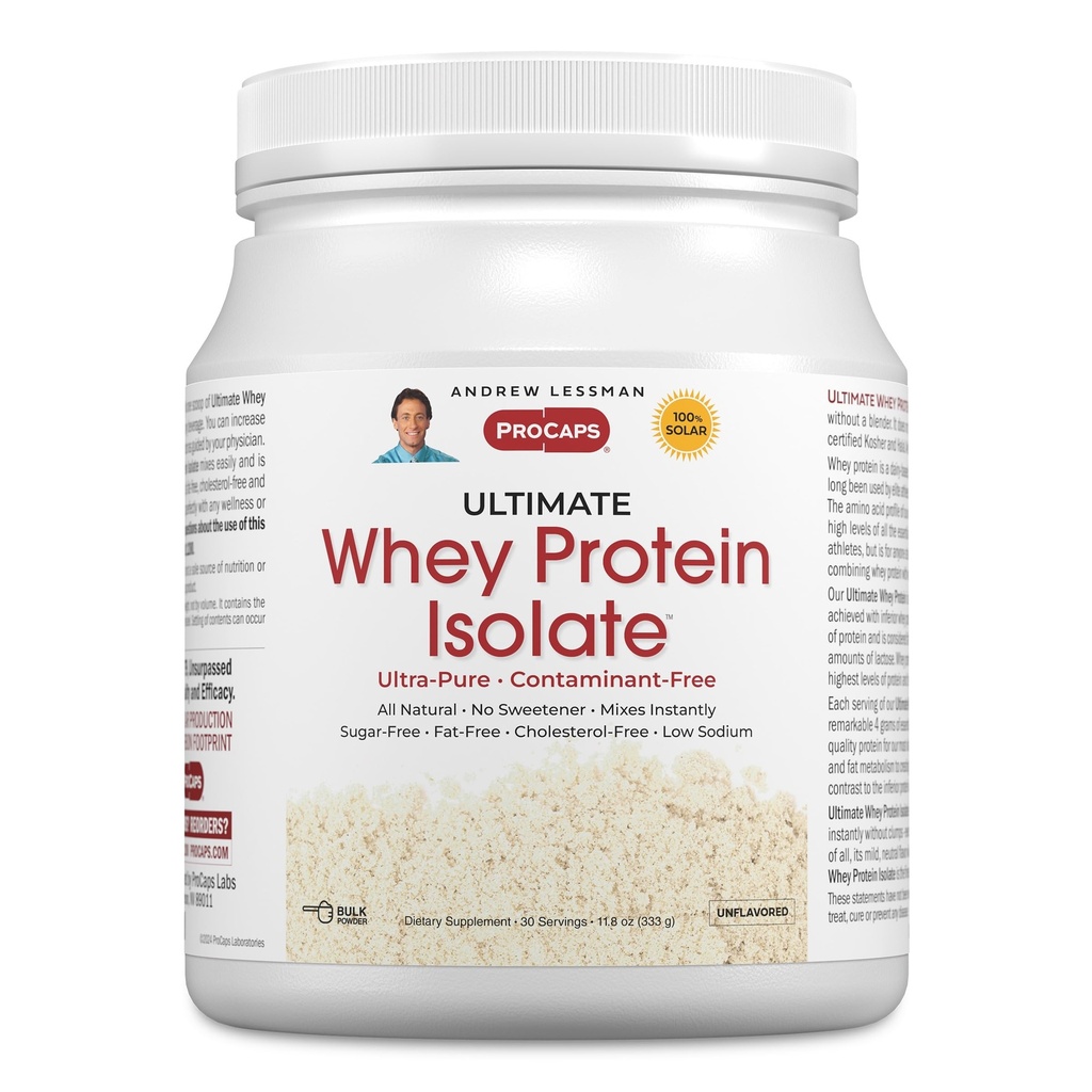ANDREW LESSMAN Ultimate Whey Protein Isolate 30 Servings - Soporta recuperación de entrenamiento y magro no GMO, No hay sabores añadidos, libre de grasa, azúcar y dulce-libre, Kosher certificado. No hay aditivos