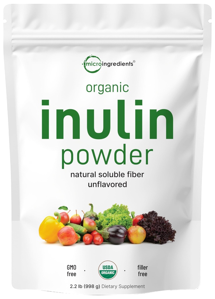 Micro Ingredientes Orgánica Inulina FOS Fiber Powder, 2.2 lb  duración Quick Water-Soluble Prebiotic for Intestinal " Colon Health ANTE Fiber natural for Smoothies " Drinks latitud Vegan Friendly