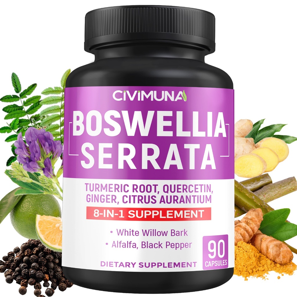 Boswellia Capsules con Boswellia, Turmeric, Quercetin y Más - 90 cápsulas para 3 meses de suministro