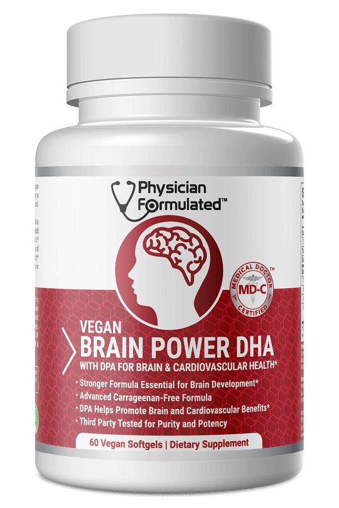 DHA Vegano para cerebro y prenatal 100% Ácidos grasos esenciales Omega 3 con NO carrageniano, NO aceite vegetal más 2500mcg Astaxanthin