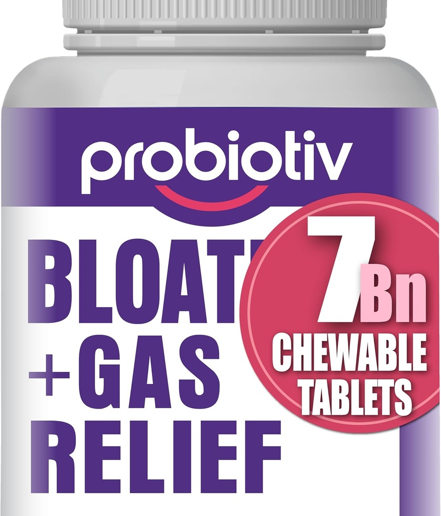 Gas & Bloating Support for Women and Men 7 Billion CFU – Chewable Probiotics & Lactobacillus Enzimas digestivos diarios para la floración ocasional, Gut Comfort & Digestive Health