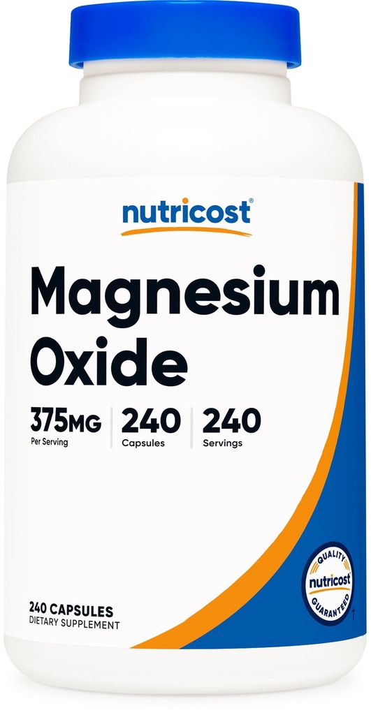 Nutricost Magnesium Oxide 375mg, 240 Capsules - 210mg de Magnesio, No GMO, Gluten Free