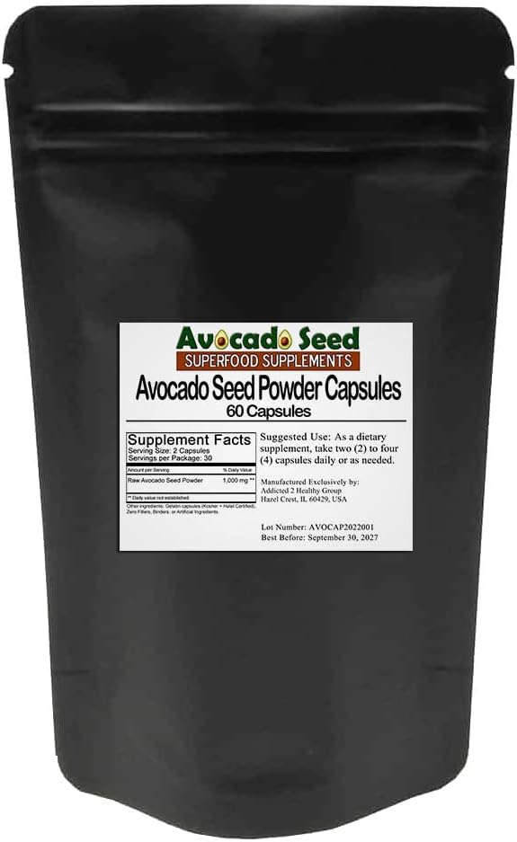 Avocado Seed Powder Capsules [60 Cuenta] #1 Prebiótico Fiber + Suplemento Antioxidante, Raw Food, Digestive Health - The Ultimate Sustainable SuperFood