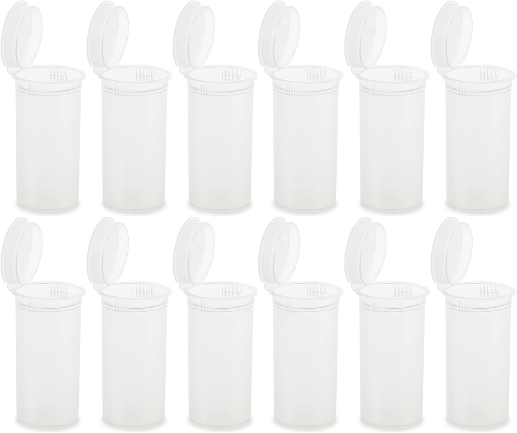 12 Pack Empty Plastic Pill Bottles with Caps, Airtight Multi-Purpose 13 Contenedor de Píldora de Dibujos con Top Caps Pop para Medicamentos, Suplementos, o cualquier artículo pequeño (Clear Transparent)