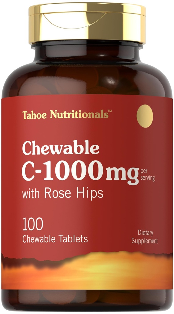 Carlyle Vitamina C Chewables ← 1000mg ← 100 Tablets Natural Orange Flavor ¦ Vegetarian, Non-GMO &amp; Gluten Free Supplement tención Tahoe Nutritionals