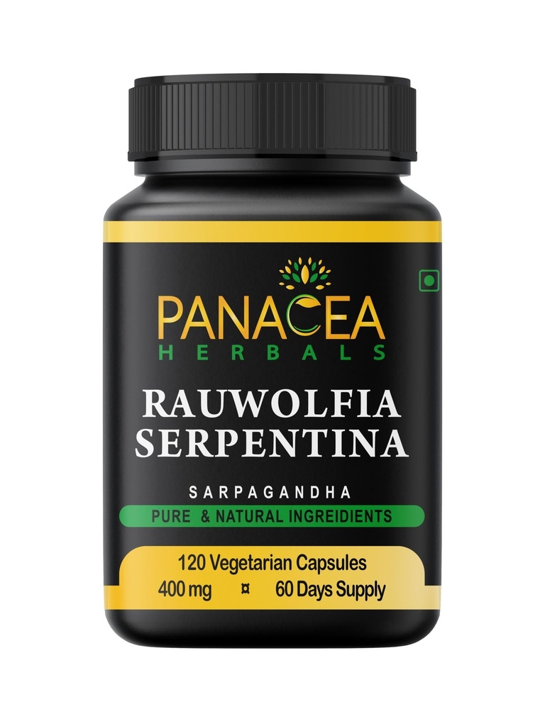 Panacea Herbals Rauwolfia Serpentina Capsules (120 Conde 400mg Veg Caps) Sarpagandha Vati, Indian Snakeroot Suplemento