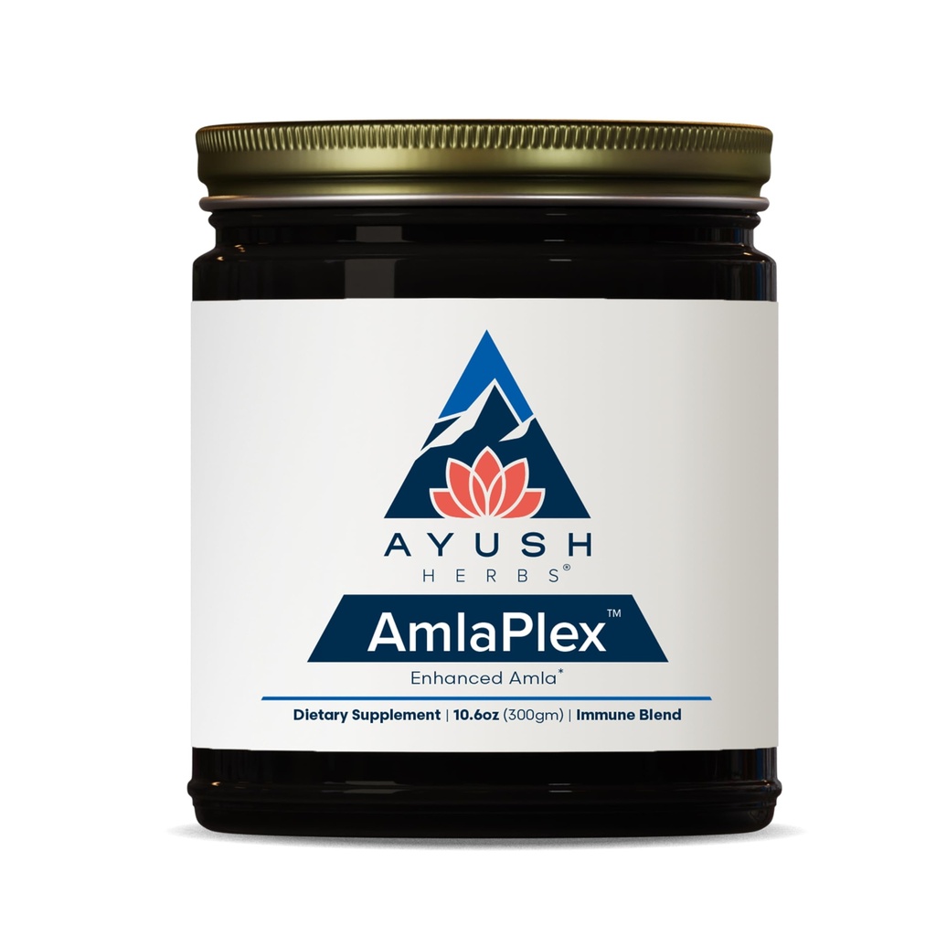 Ayush Herbs AmlaPlex - Amla Jam, Chyawanprash for Immune Support " Digestive Health, Chyavanprash, Indian Honey Jam with Amla, Ashwagandha - 10.6 oz Jar (1 Count)