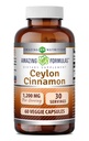 Fórmulas increíbles Ceylon Cinnamon 1200 Mg Suplemento Silencio Vegetarian Capsules ← No Gluten-Free TEN Made in USA (1 Pack ← 60 Cuenta)