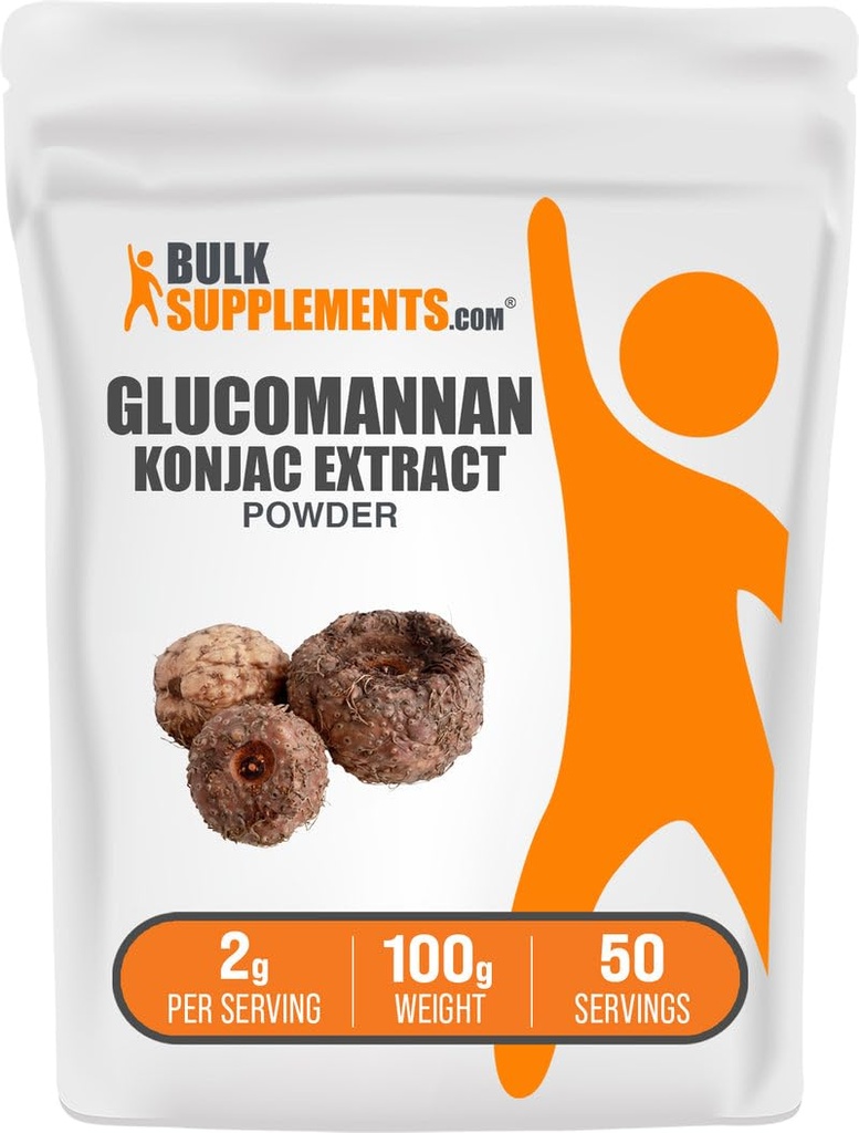 BulkSupplements.com Glucomannan Powder - de Konjac Root Extract Powder, Glucomannan Supplements - Gluten Free, 2g per Serving, 100g (3.5 oz) (Pack of 1)