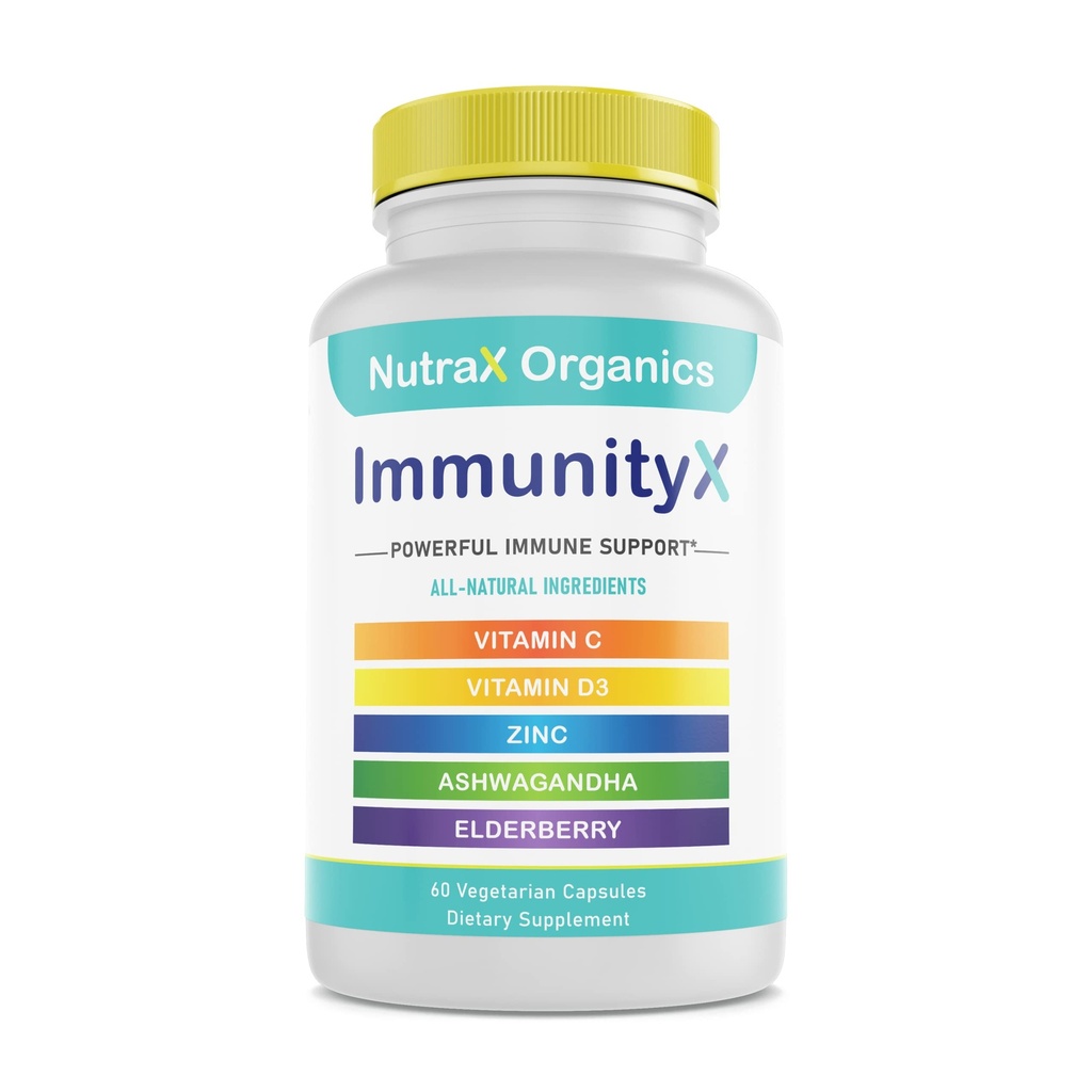 Suplemento de apoyo orgánico de todo en uno 60 cápsulas veganos - Elderberry 500mg, Ashwagandha 500mg, 400mg vitamina C y zinc - Vitamina D3 - Boosters inmunitarios para adultos