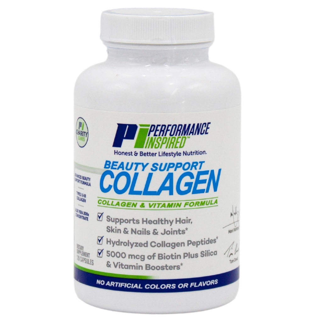 Rendimiento Caps de colágeno de nutrición inspirados – Conjunto, Esquí, Nails &amp; Beauty Support – 5000mcg Biotina, Silica, Aloe Vera & Collagen Peptides – 120 Conde