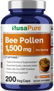 Nusa Pure Bee Pollen 1500mg 200 Veggie Caps (100% Vegetariano, No GMO, Vegan) Proteínas ocurridas naturalmente, aminoácidos