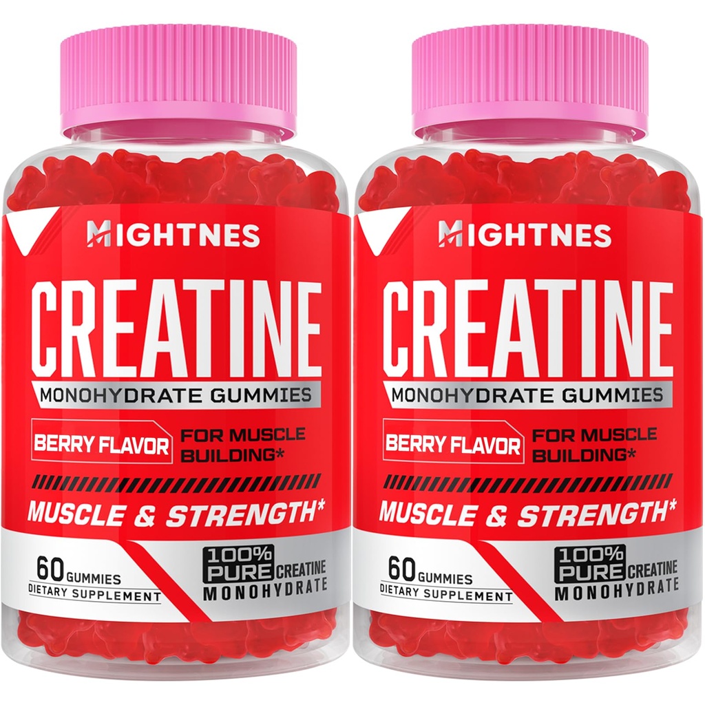 Gummies de Monohidrato de Creatina para Mujeres - Gummies de Pre-Workout Creatina con Tarina &amp; Vitamina B6 B12 para Fuerza Máxima, Musculo, Energía, Resistencia & Focus, Orgánico, Vegan - 120 Conde