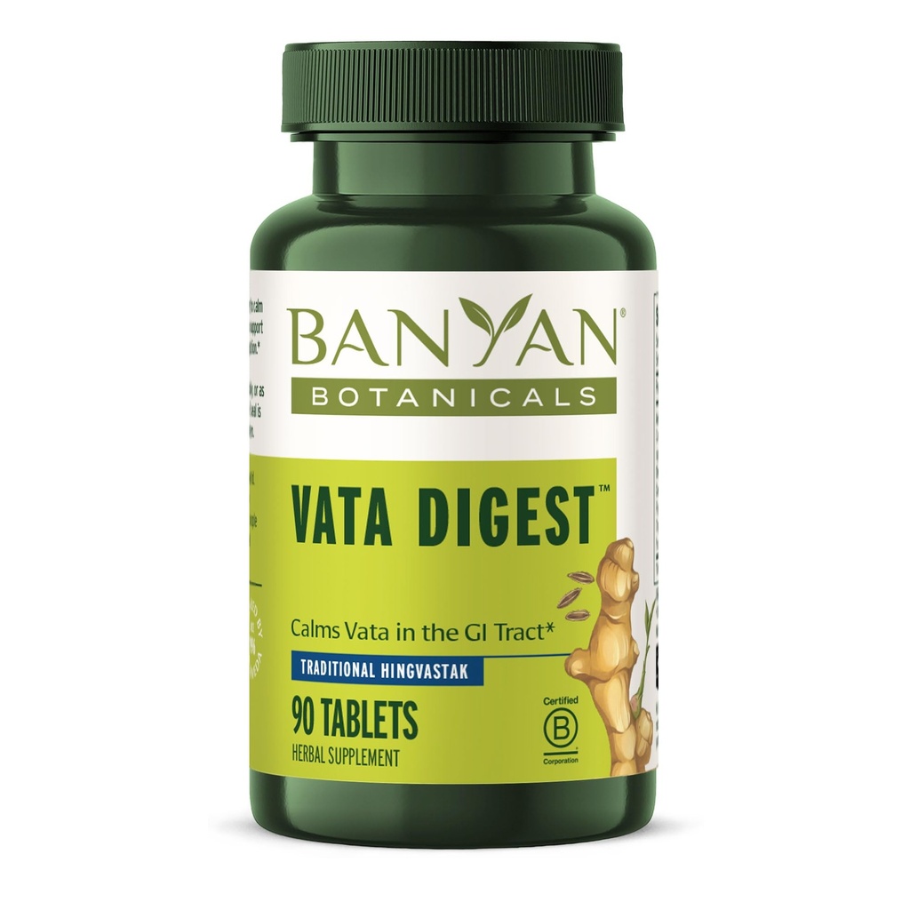 Banyan Botanicals Vata Digest – Suplemento de Digestión Orgánica – Warming & Balancing Digestion Aid to Support Cómoda Digestión* – 90 Tabletas – Non GMO Sosteniblemente Fuente Vegan