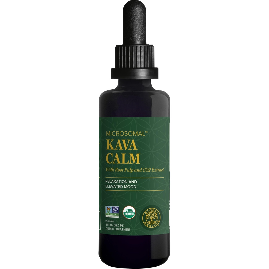 Global Healing Center - Organic Kava Calm - MicroSomal Tech, Pure Kava Drops - Inducir la calma, en particular los involucrados con GABA