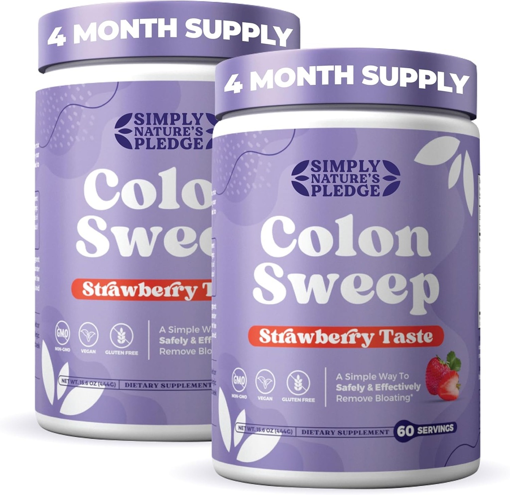 ColonSweep Psyllium Husk Powder Colon Cleanser - Vegan, Gluten Free Fiber Supplement - Safe Colon Cleanse for Constipation Relief, Bloating Relief & Gut Health -16 OZ (60 Servings) - 2 Pack