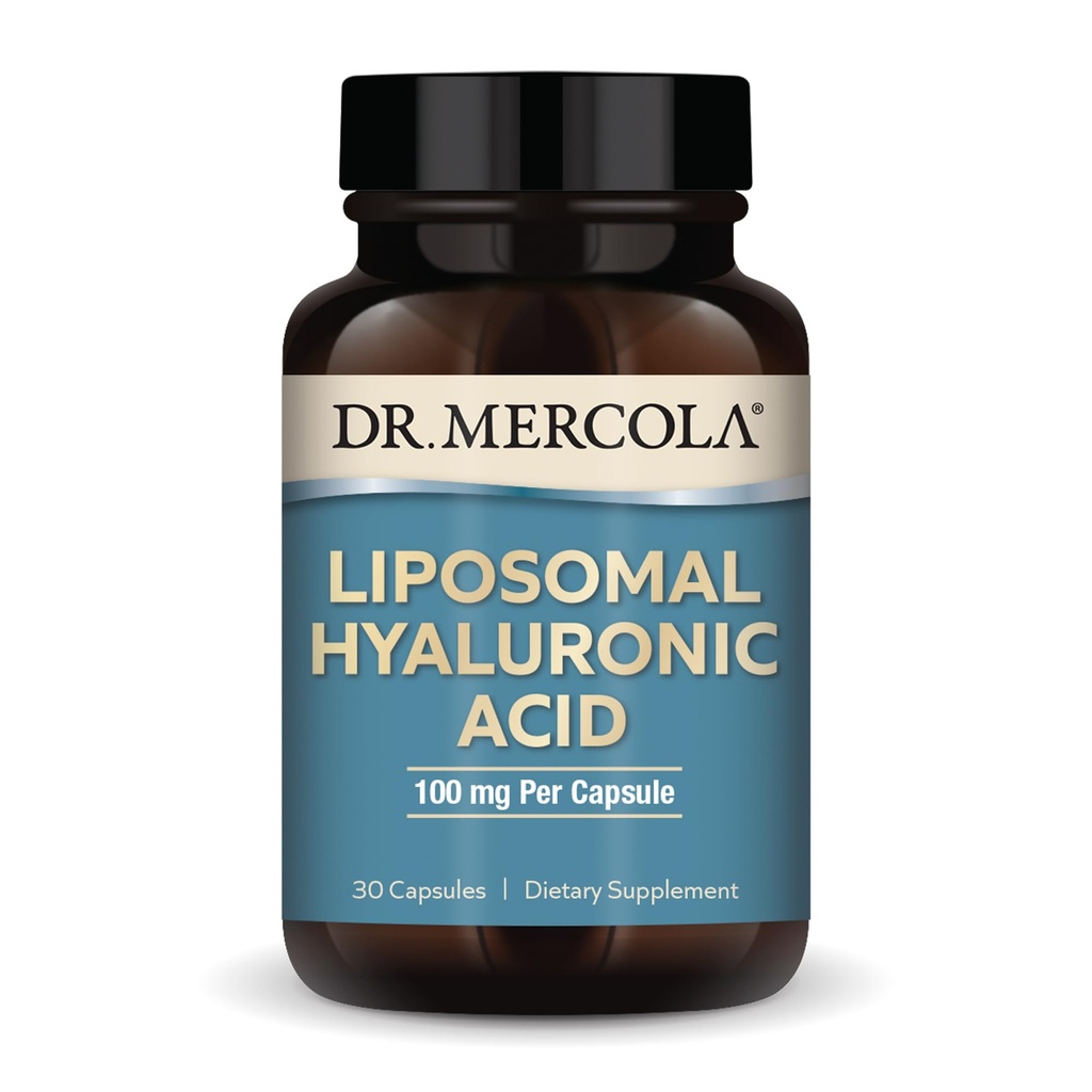 Dr. Mercola Liposomal Ácido Hialurónico, 30 Actuaciones (30 Cápsulas), 100 mg Por Cápsula, Suplemento dietético, promueve la aparición de la piel, no GMO
