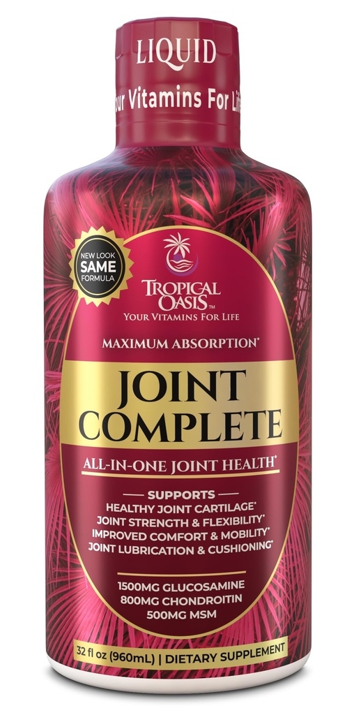 Suplemento Conjunto Completo Premium- Líquido w / Glucosamina, Condroitina, MSM, Ácido Hialurónico - para el Hueso, Salud Conjunta - 96% Max Absorción- 32oz, 32 serv
