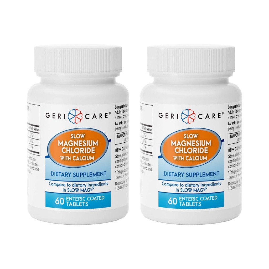 Gericare Slow Magnesium Chloride ← Calcium Tablets by Geri-Care ← Suplemento Nutricional Silencio 60 Conde Bottle (Pack of 2)