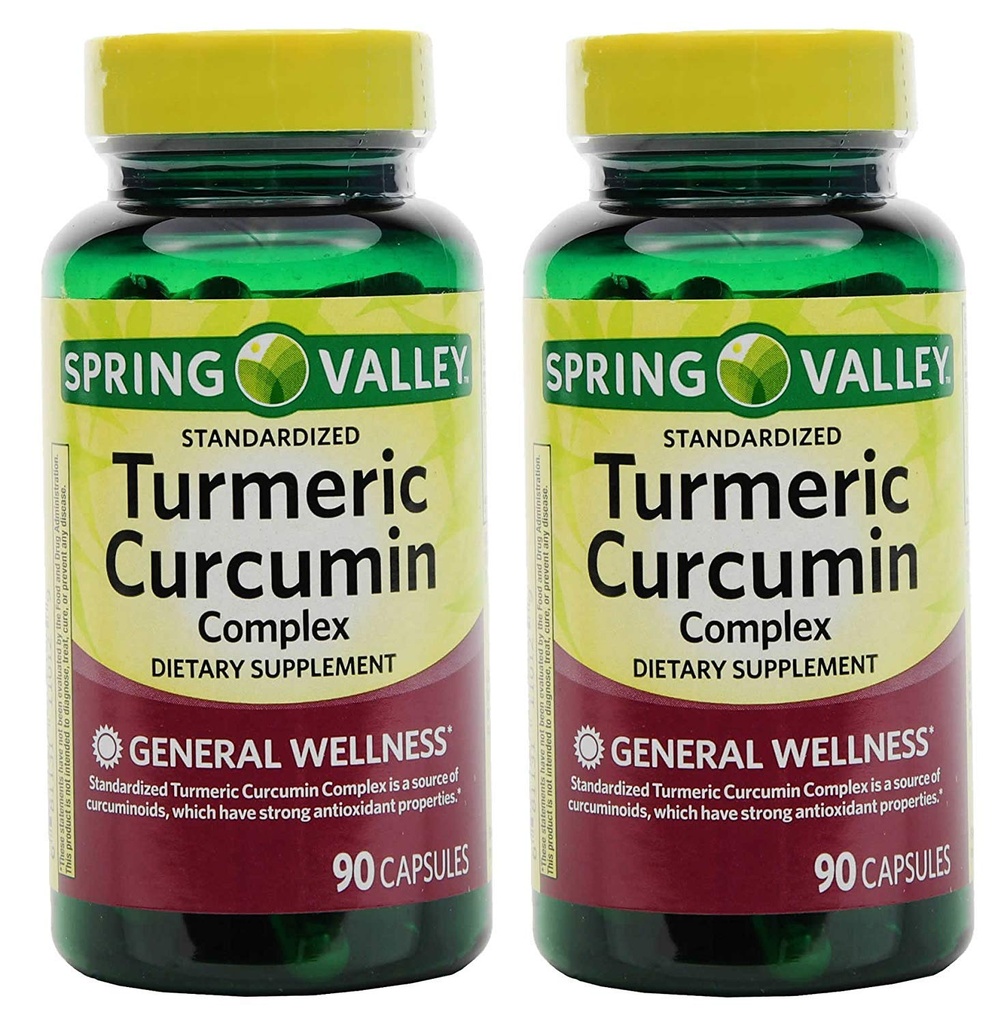 Spring Valley Stndr Turmeric Curcumin Complejo Suplemento dietético cápsulas, 500 mg, 90 Conde Bottle, 2 Pack