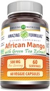 Amazing Formulas African Mango with Green Tea Extract Supplement TEN 500 Mg per Serving TENED 60 Veggie Capsules ← No Gluten-Free TEN Made in USA