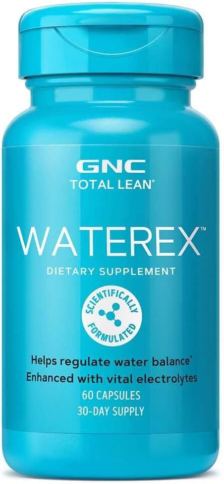GNC Total Lean Waterex, Ayuda a regular el equilibrio de agua, mejorado con electrolitos vitales, 60 cápsulas