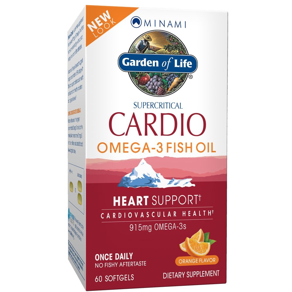 Garden of Life Fish Oil Omega 3 - Cardio Fish Oil Supplement for Heart Health, 915mg Omega 3 Fatty Acids EPA &amp; DHA - Orange Flavor, Two Month Supply, Minami Ultimate Supplements, 60 Softgels