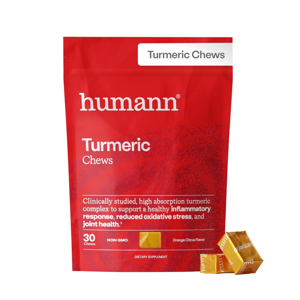 HumanN Turmeric Chews Suplemento – Complejo de Curcumina de Alta Absorción Estudiada Clínicamente - Orange Citrus Flavor – de SuperBeets Makers – Salud Conjunta – 30 Conteo