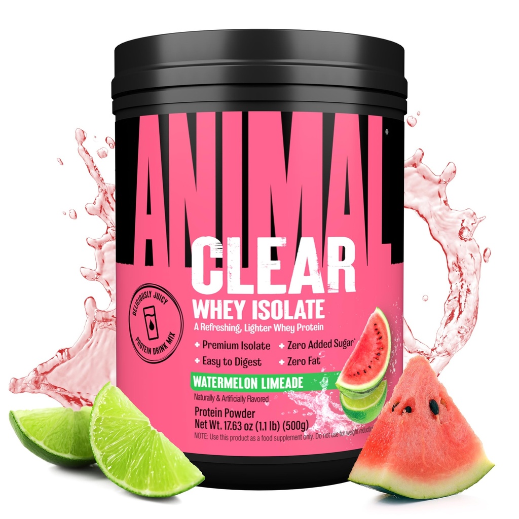 Polvo de proteína clara Whey Isolate - fácil de digerir y mezcla, 5g BCAA, deliciosamente jugosa, refrescando cualquier momento bebida para hombres y mujeres, sandía Limeade 500g (20 servidos)